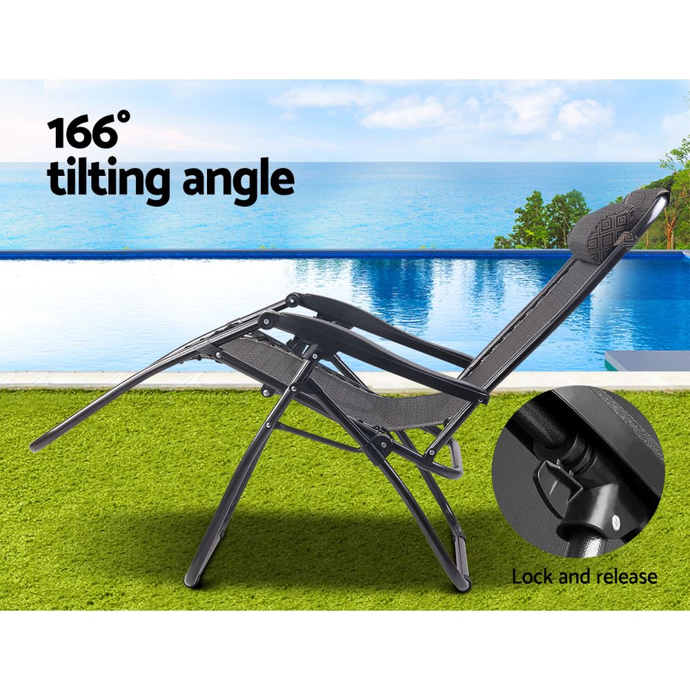 Gardeon Zero Gravity Chair Folding Outdoor Recliner Adjustable Sun Lounge Camping Beige — image 4