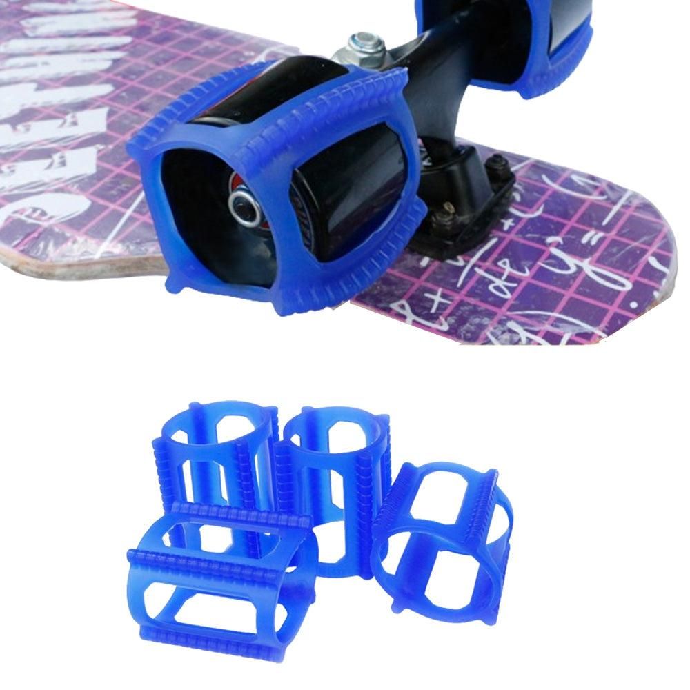 4 Pieces Skater Trick Trainers Silicone Skateboard Wheel Stop Covers Skater Skill Training Tools Blue โ image 2