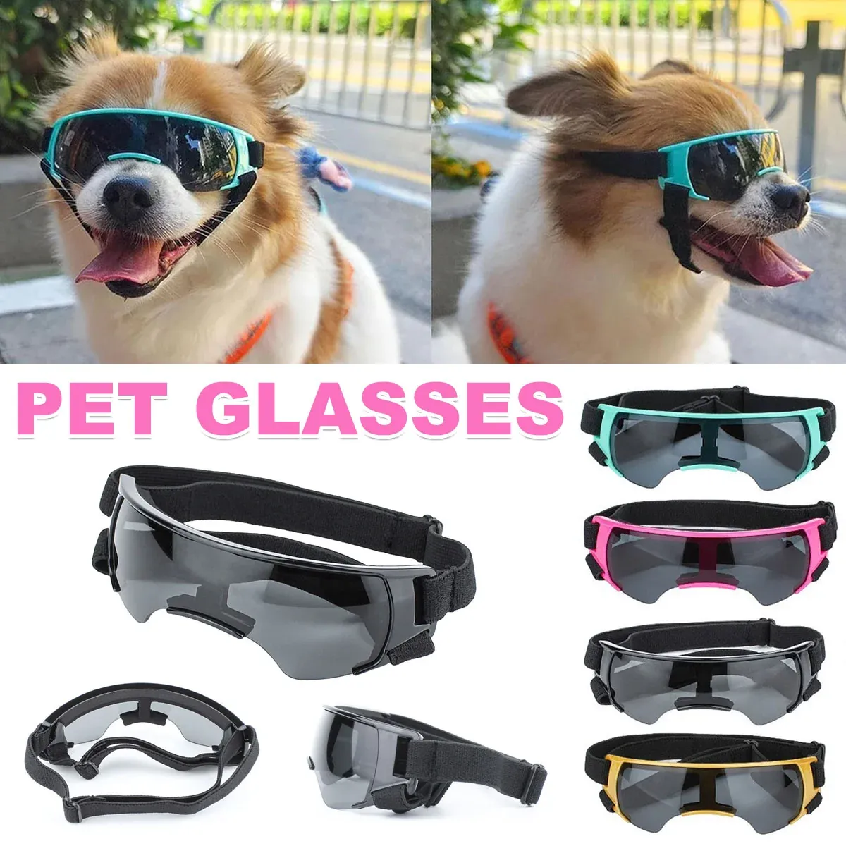 Pet Dog Sunglasses Goggles UV Eye Shield for Small Dogs Outdoor Travel Sunshade - Gold — image 2