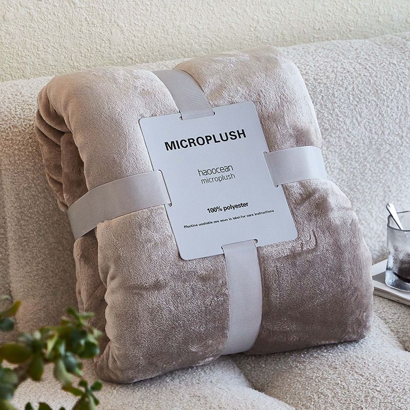 Mianyu Coral Velvet Blanket Solid Color 100X120CM Sunshine Camel 200x 230cm + cardboard ribbon โ image 5