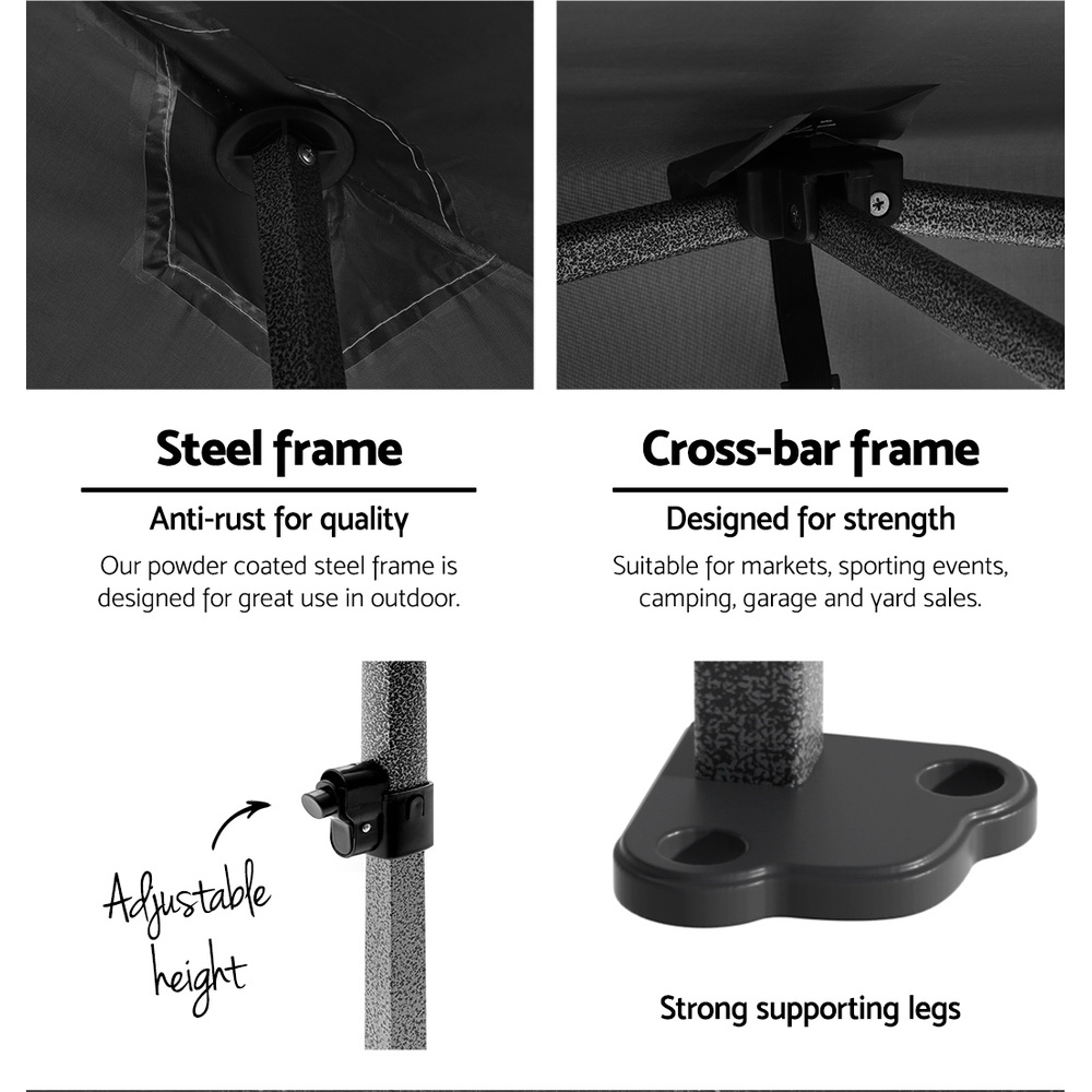 Instahut Gazebo 3x6 Pop Up Marquee Folding Tent Wedding Gazebos Camping Outdoor Shade Canopy Black โ image 4