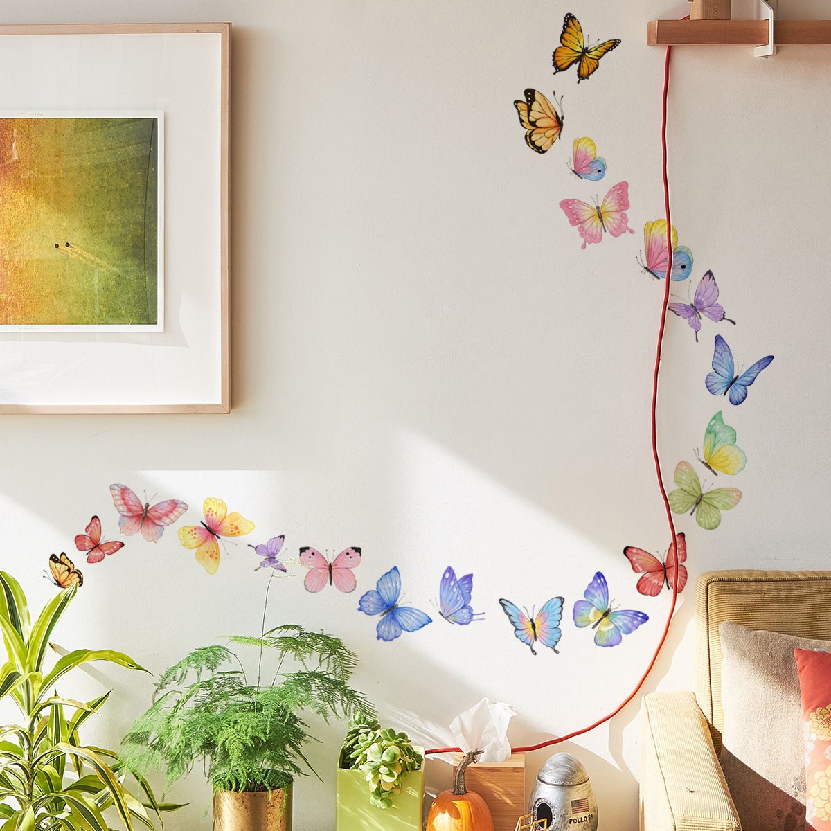 Fresh Watercolor Butterfly Wall Stickers Living Room Bedroom Background Wall Decals Children's Bedroom Children's Room โ image 4