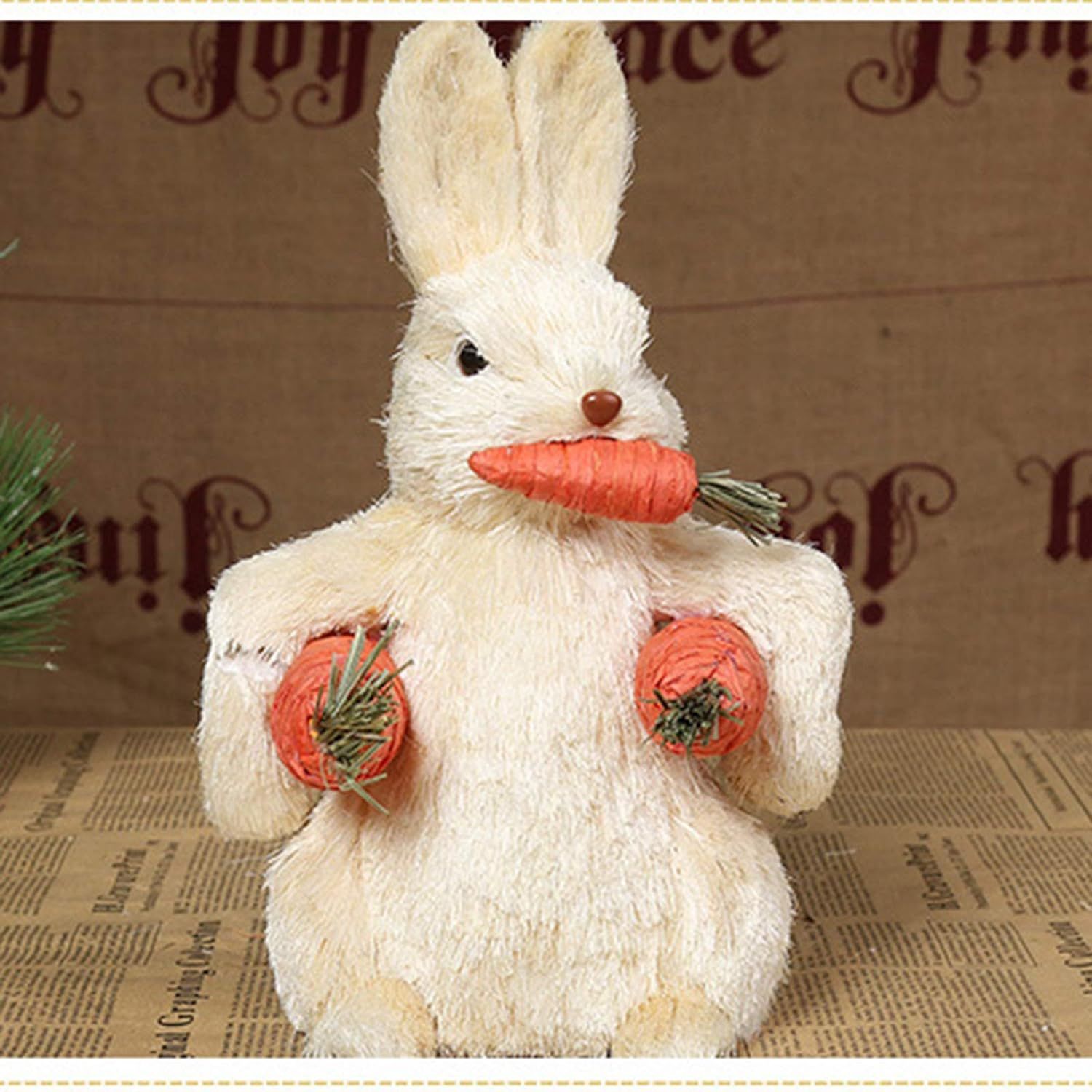 Easter Figurine Bunny Cute Straw Bunny Party Home Table Decorations Easter Decor Figurines Home Ornaments (White) — image 4