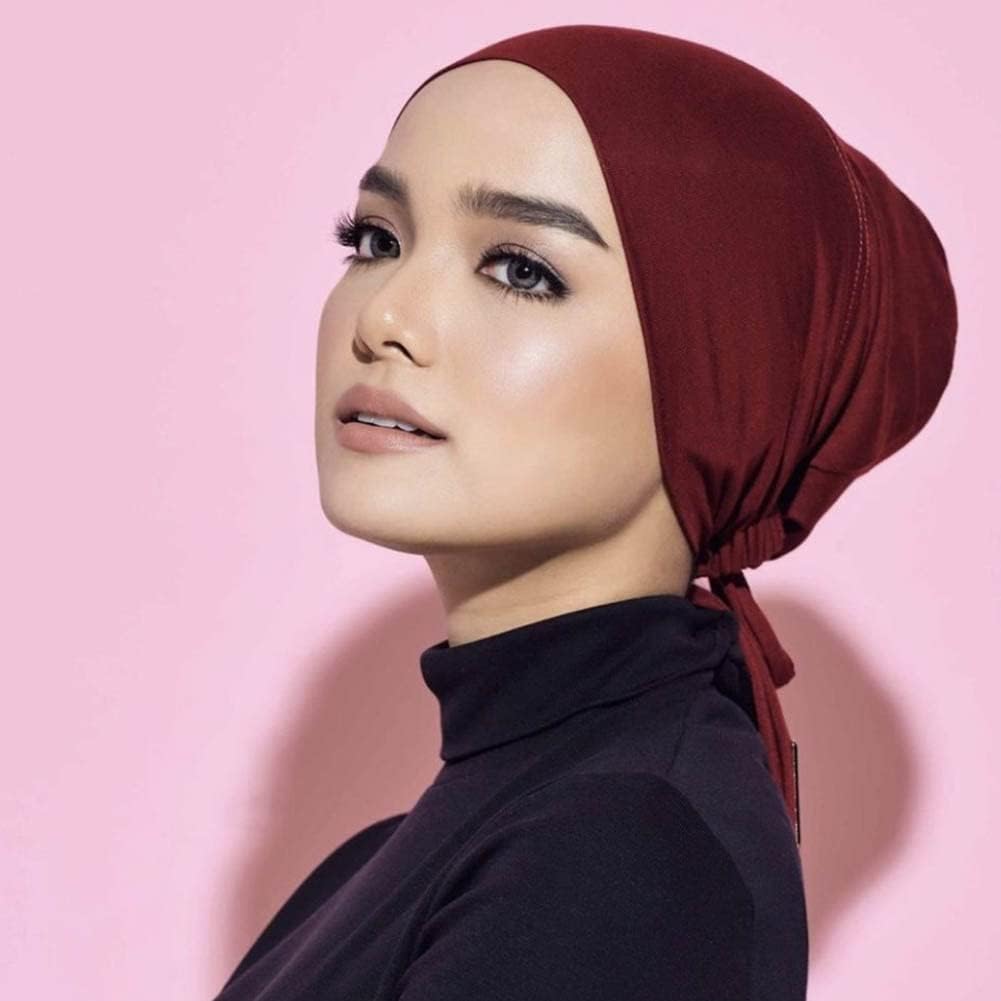 4 Pcs Women Hijab Undercap Muslim Inner Beanies Cap with Tie Back Closure Adjustable Underscarf Hat Chemo Turban Cap — image 4