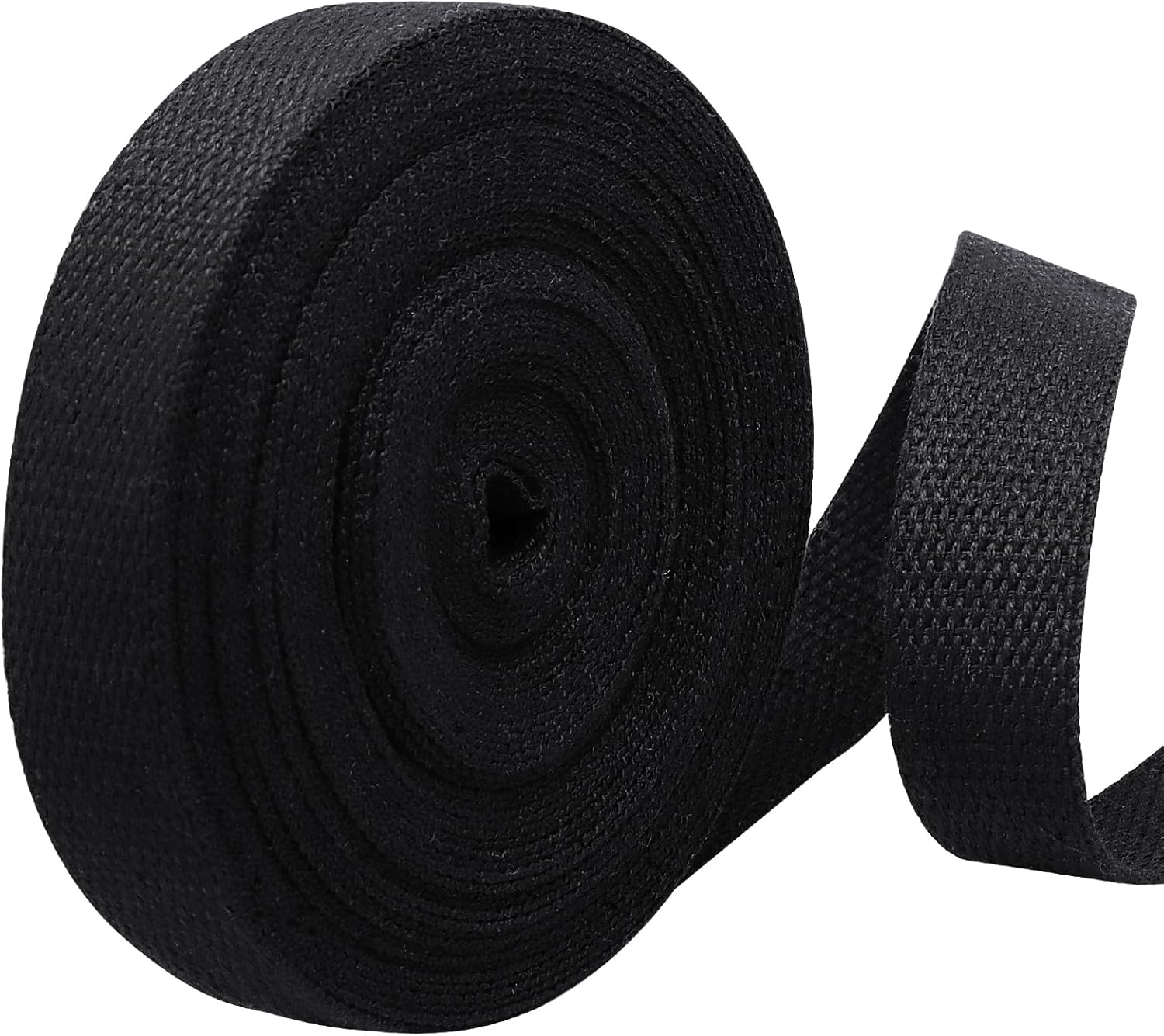 Biaungdo 1 Inch 12 Yards Cotton Webbing Straps, Black Polyester Weave Webbing for Bags Handles, Tote Bag, Purse Straps, Cloth Belt, Sewing DIY Crafts Bags