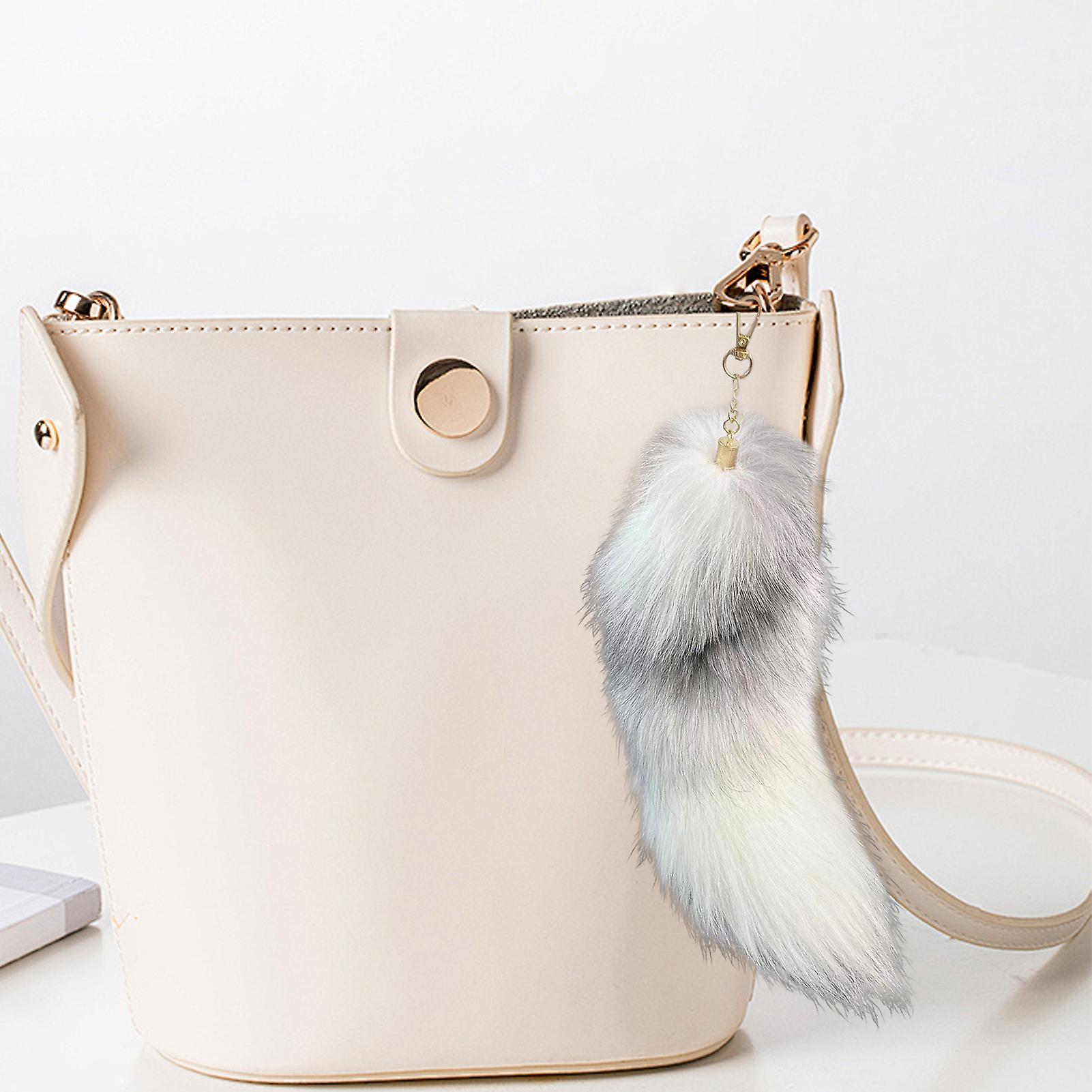 Fake Raccoon Tail Keychain Soft Artificial Fur Tail Pendant Decorative Raccoon Tail Keychain Backpack Key Ring Ornament Bag Decoration โ image 3