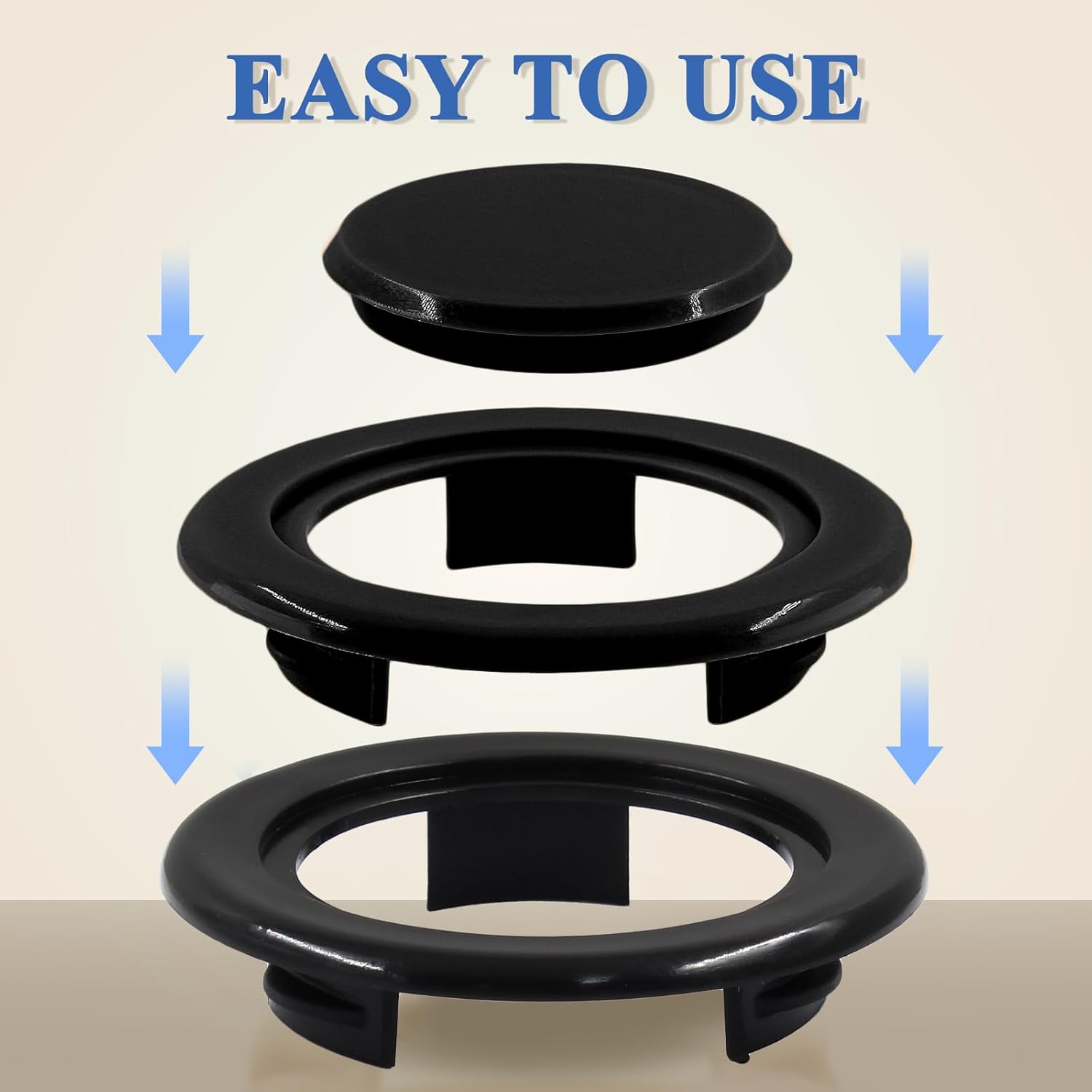 Biaungdo 2 Sets 3 Inch Outdoor Patio Table Umbrella Hole Ring and Cap Set, Standard Size Garden Beach Tablet Thicker Hole Ring Plug and Cap Set(Black โ image 3