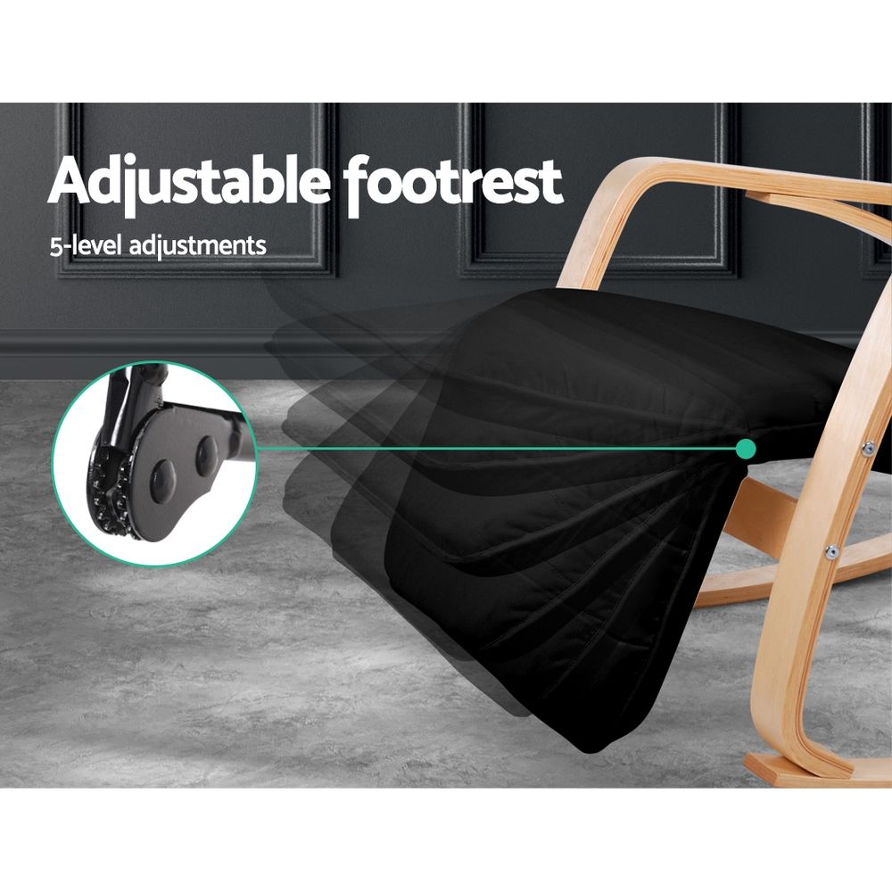Artiss Rocking Armchair Footrest Nursing Black Afton — image 6