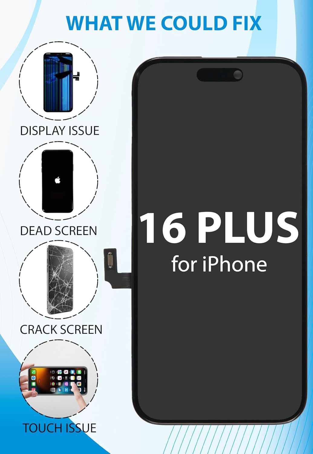 iPhone 16 Plus Screen Replacement, 6.7 Inch Incell LCD Display Touch Screen Digitizer, Comes with Full Repair Tool Kit and Tempered Glass Protector for iPhone — image 2