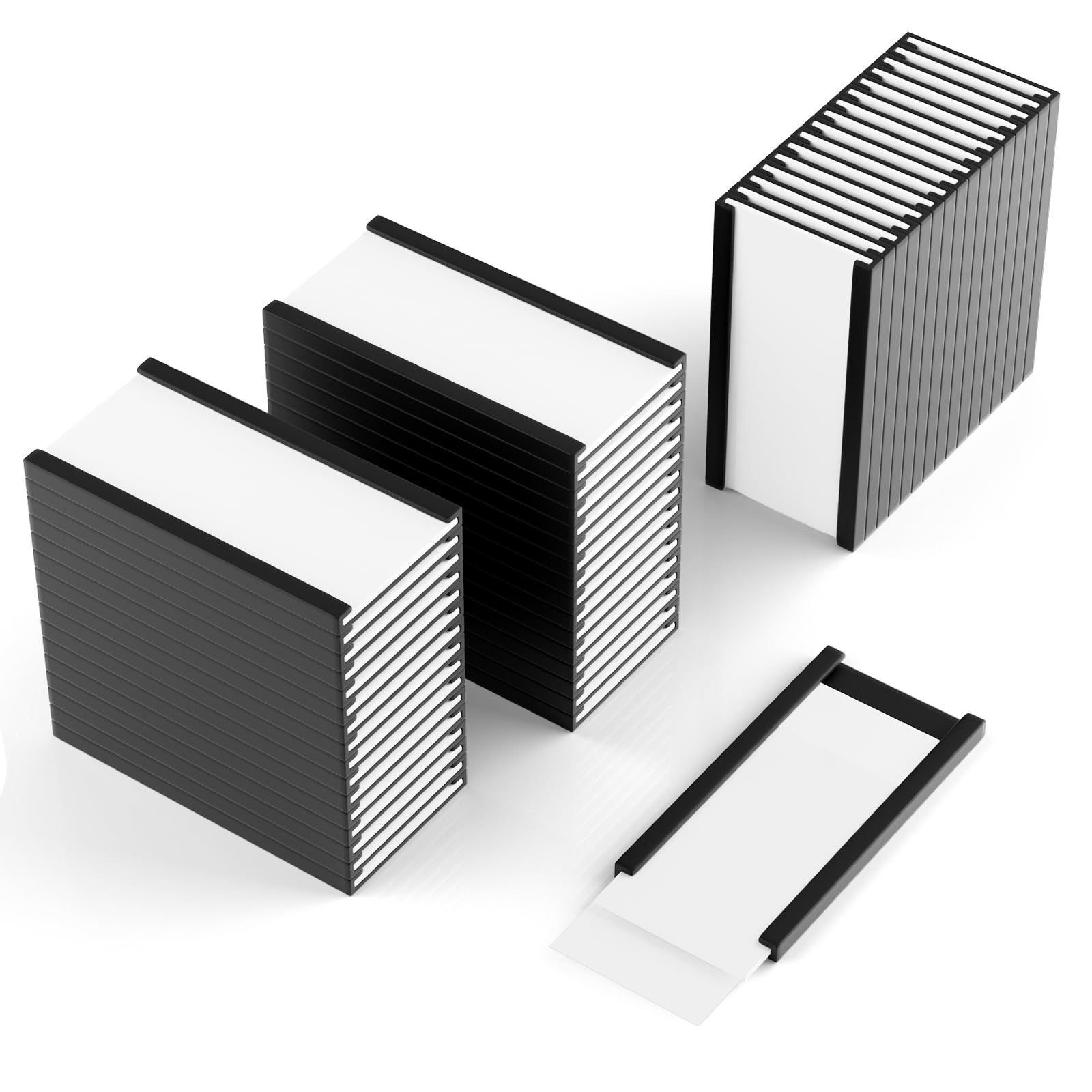 50 Pack C Channel Magentic Label Holders 1x2 Inch Magnetic Data Card Holders File Cabinet Labels for Metal Whiteboard Rack