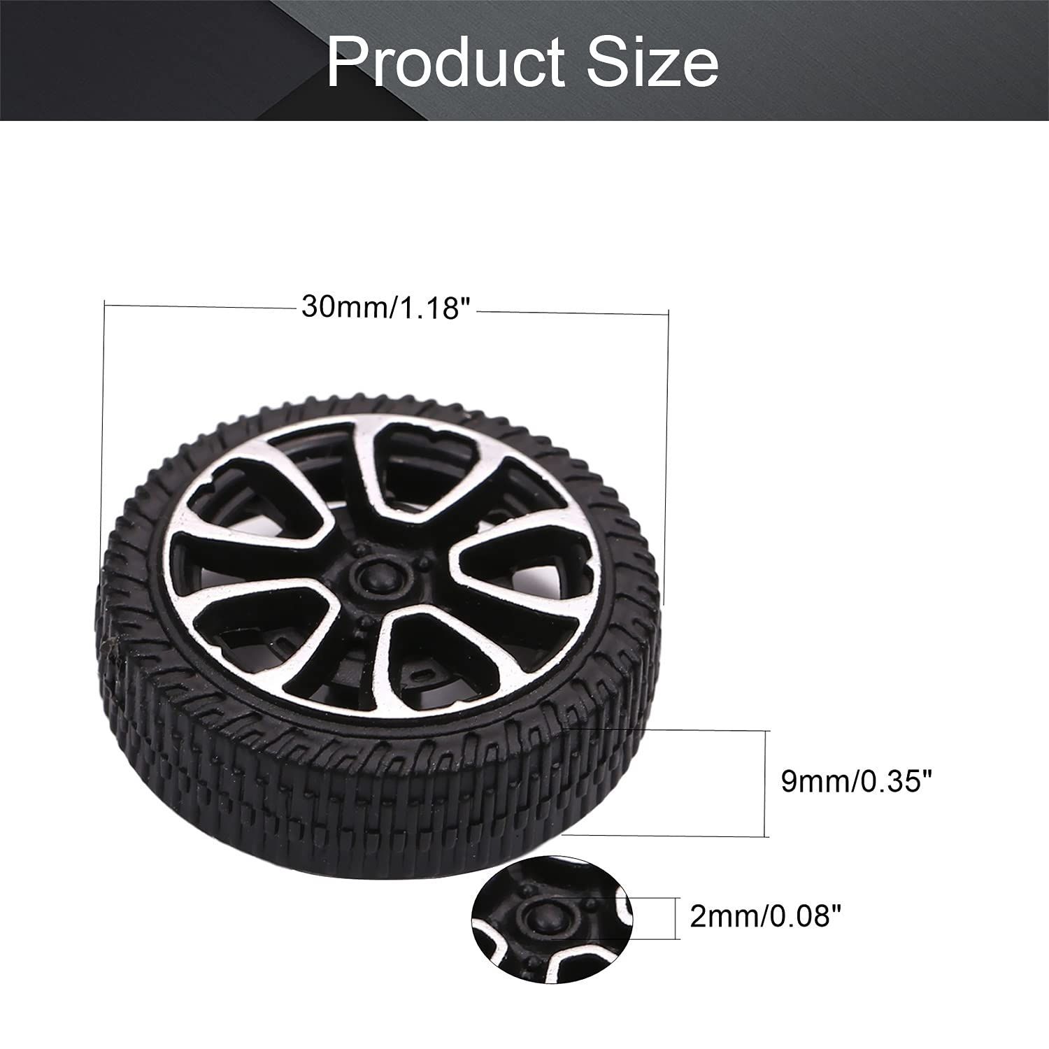 RC Cars Wheels, 4Packs Black Toys wheels, Shaft Plastic Model wheels for DIY Toy, RC Car, Truck, Boat and Helicopter Model Part — image 2