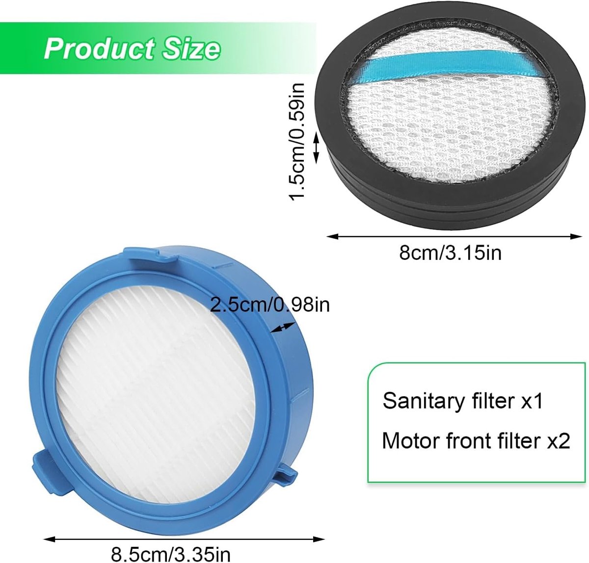 3 pieces - vacuum cleaner filter set - 2 front engine filters + 1 hygiene filter - suitable for AEG Ultimate 8000 - regular filter replacement - vacuum cleaner โ image 2