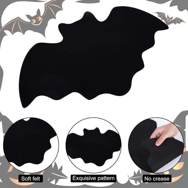 5-pieces 35*20cm Halloween bat-shaped mat - Felt Non-Slip Heat Resistant Table Mat for Party Dining and Gothic Home Deco — image 5