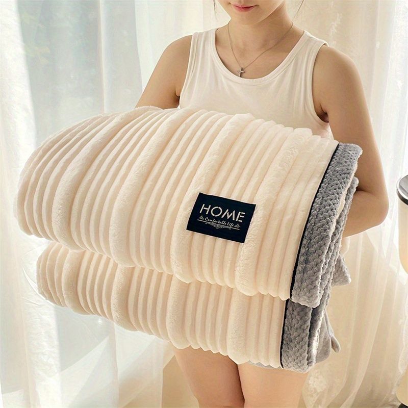 A-Class Rabbit Fur Blanket Soft Blanket Home Decor Blanket Comfortable Blanket - Beige - Size S 150-200cm