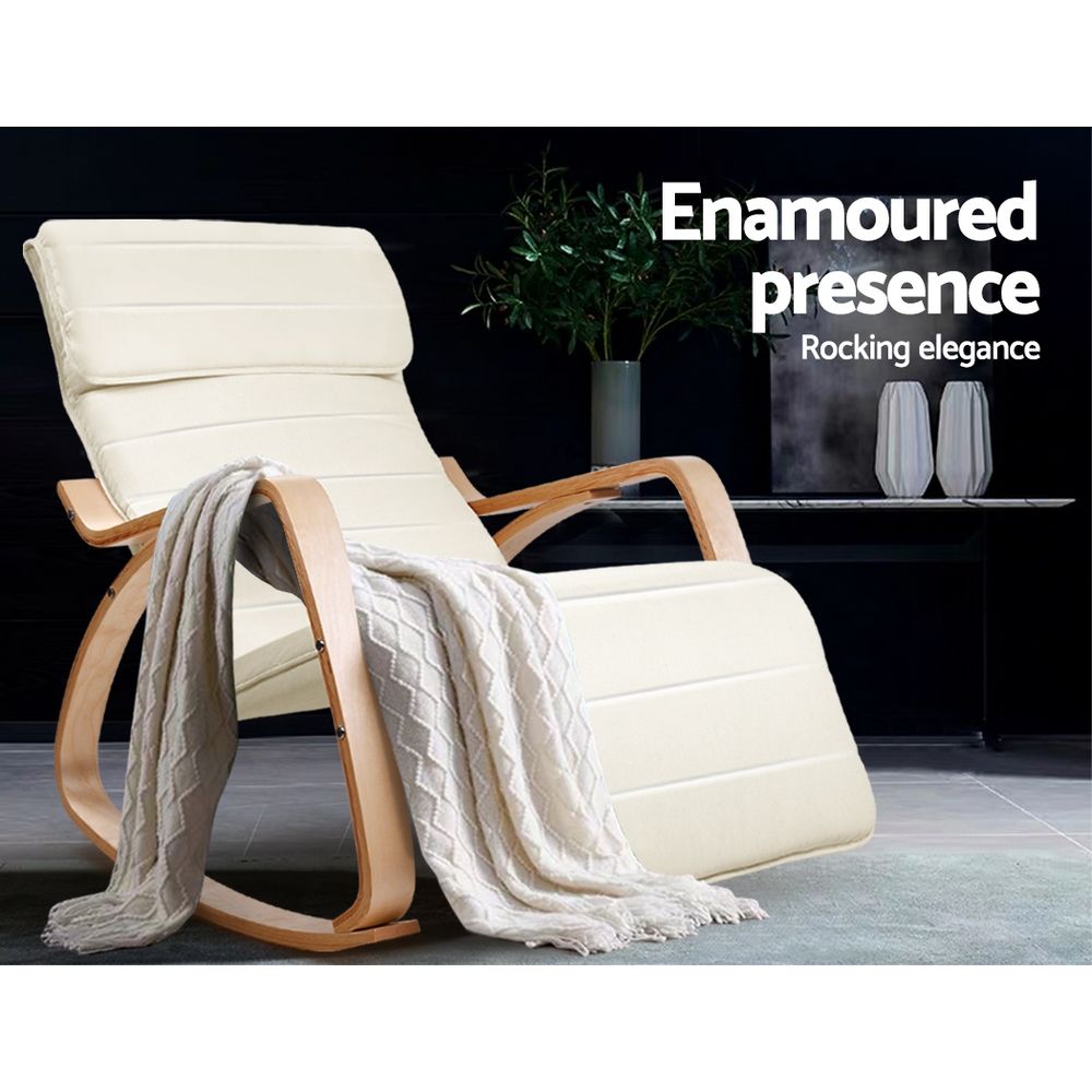 Artiss Rocking Armchair Footrest Nursing Beige Afton โ image 3