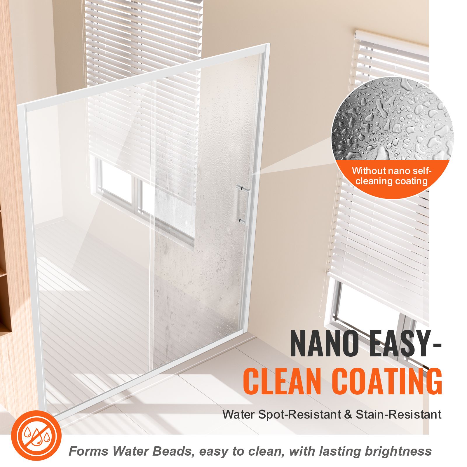 Semi-frameless Shower Door 57.7-59" x 70" SGCC Tempered Glass 1/4" Chrome โ image 3