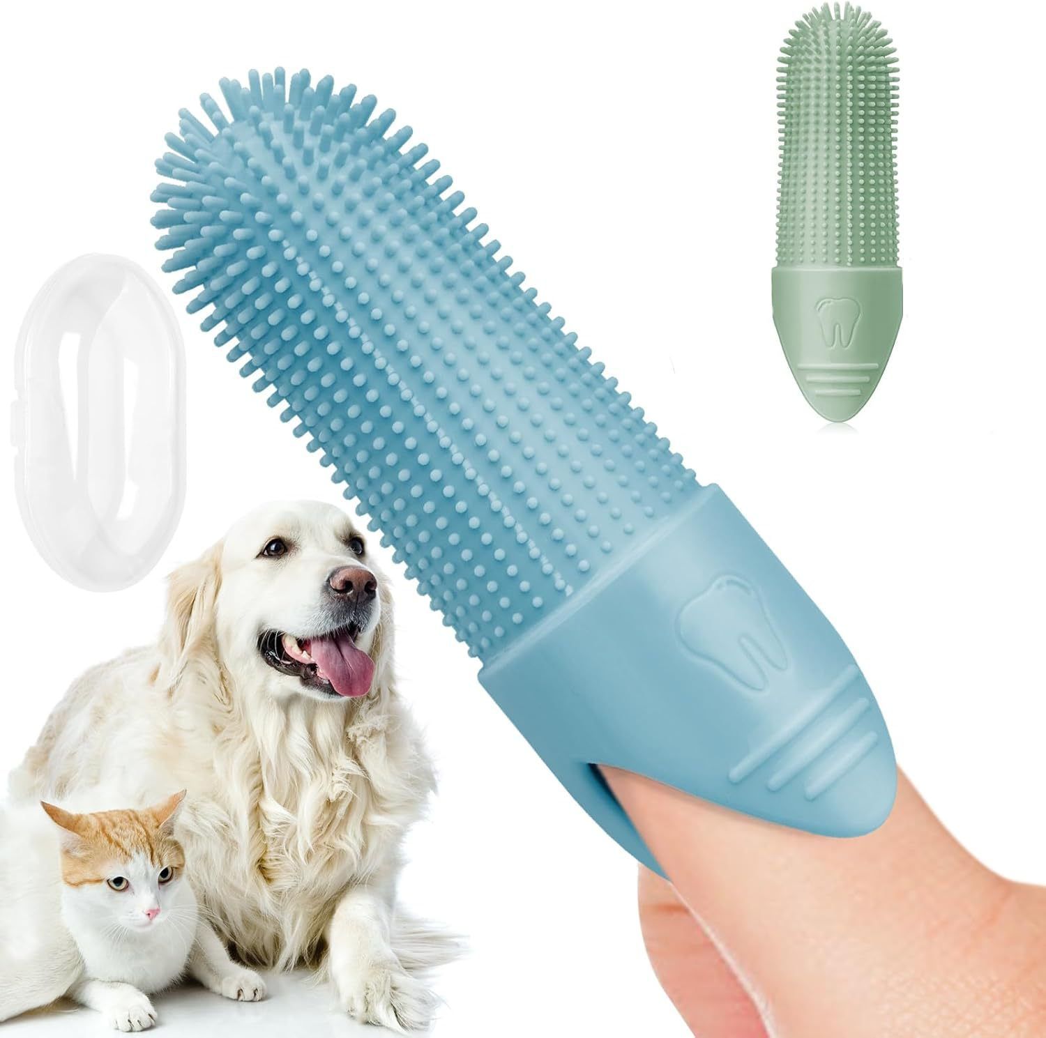 Green Silicone Pet Finger Toothbrush for Cats and Dogs - Soft Dental Care Brush for Teeth Cleaning, Plaque Removal, and Oral Hygiene - Ideal for Small, Medium โ image 5
