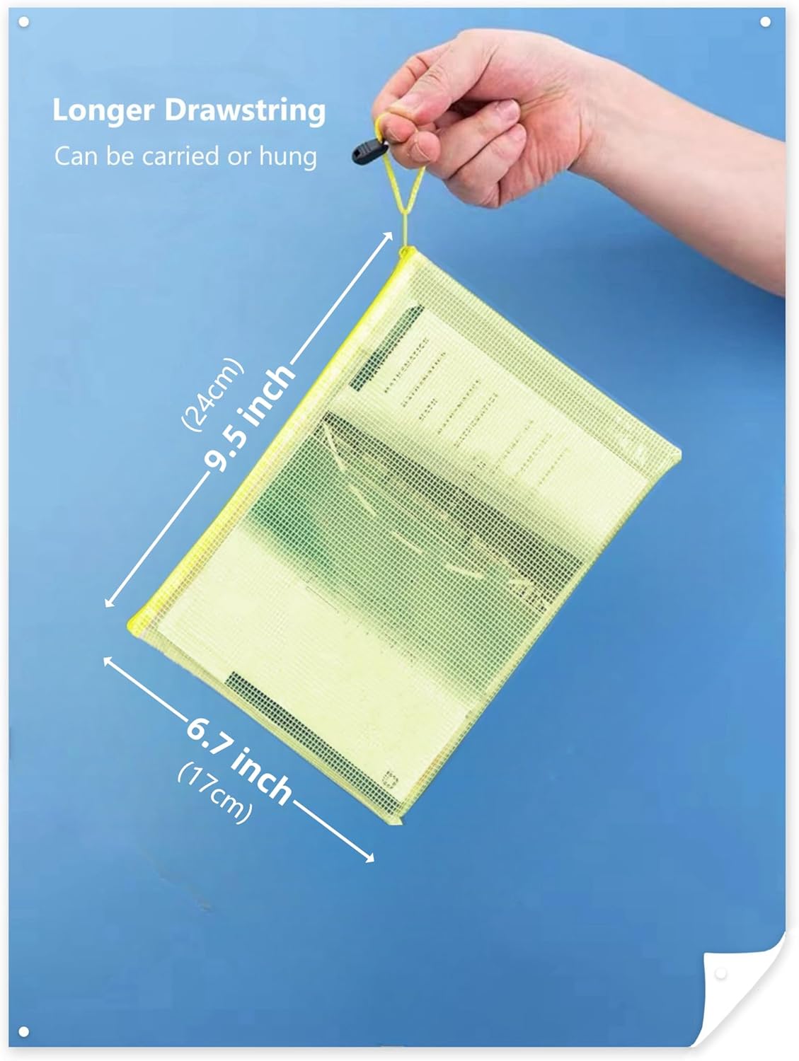 A5 Plastic Wallet Map Zip Closure Document Bag Files Zip Closure for Office Home School Supplies 5 Pieces — image 2
