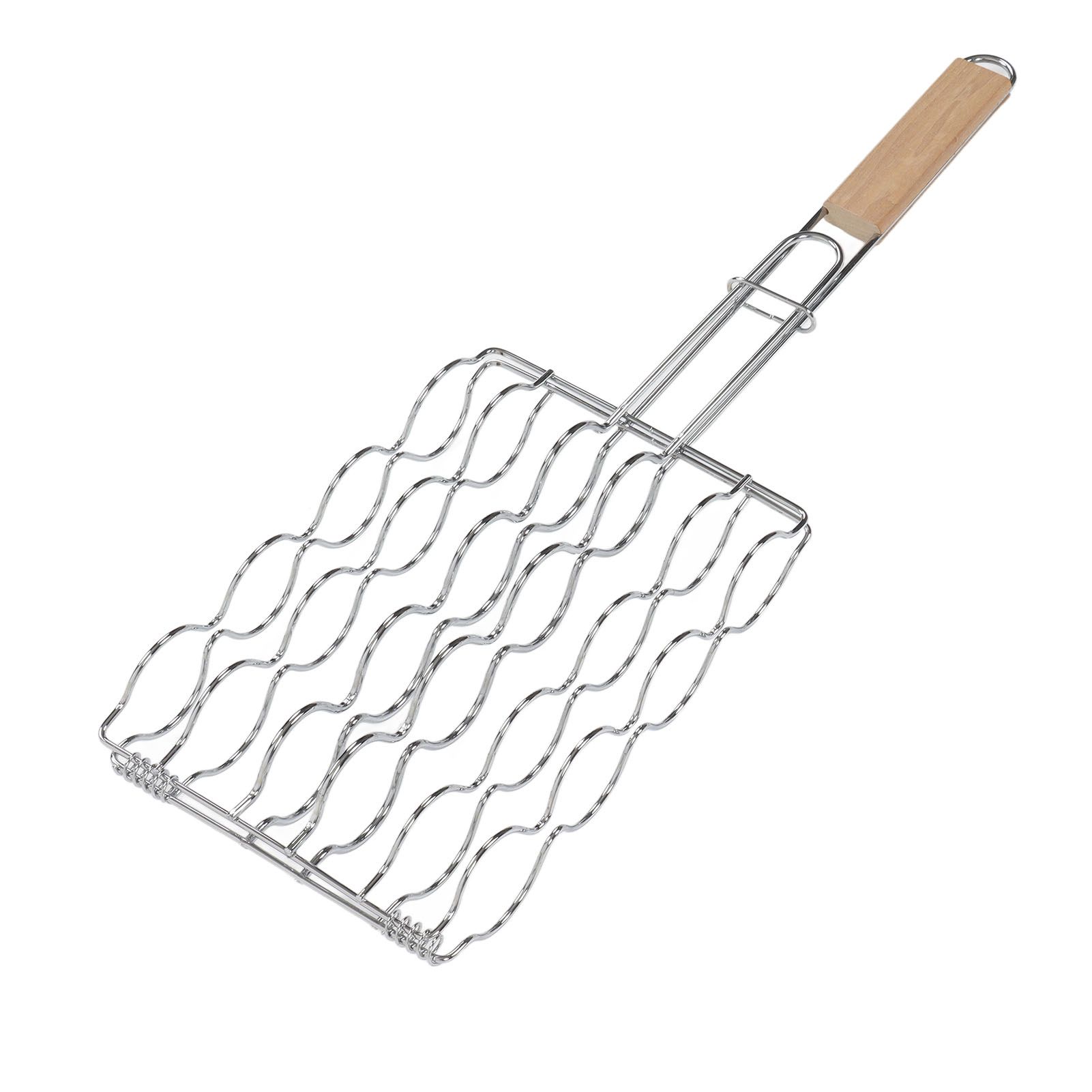 Corn Grilling Basket Stainless Steel Beech Wood Handle Even Heat Distribution 4 Corns Capacity Grilling Holder for Camping โ image 2