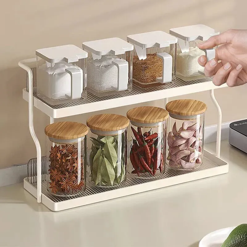 Two-Tier Kitchen Storage Rack Organizer in White with Removable Trays, 30.5x12.2x20.3cm โ image 4