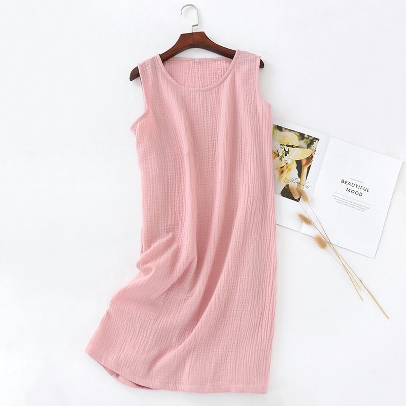 Women Cotton Sleeveless Nightgown Mid Skirt Summer Navy โ image 5