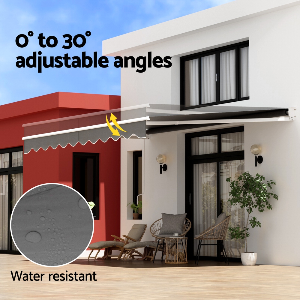 Instahut Retractable Folding Arm Awning Manual Sunshade 4.5Mx2.5M Grey — image 5