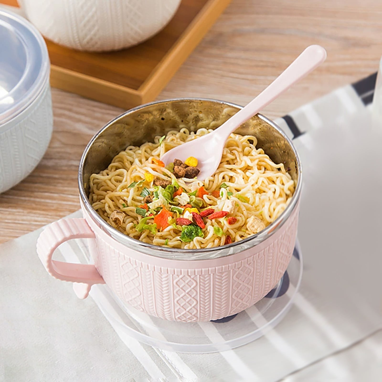 Soup Bowl with Handle, Food‑Grade Microwave Safe Bowl for Cereal and Snacks, Heat‑Resistant, 9.5 × 14 cm, Pink — image 4