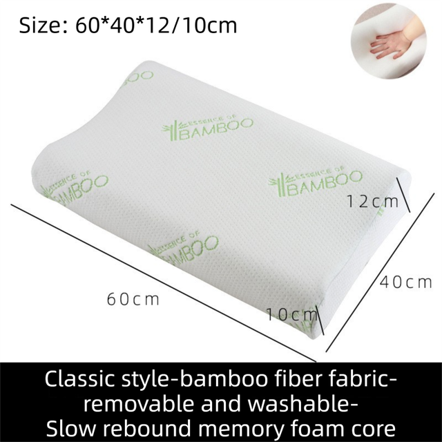 2 Pack Wave Shaped Contour Memory Foam Pillow with Washable Bamboo Fibre Covers - 3-5 Second Slow Rebound and High Low Neck Support for Back and Side