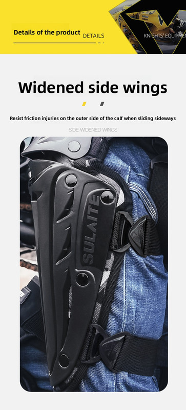 SULAITE CE Level 1 Certified Motorcycle Knee Pads Long Shin Guards Grey Motocross Armour Quick Release Hard Shell for Dirt Bike Racing — image 5