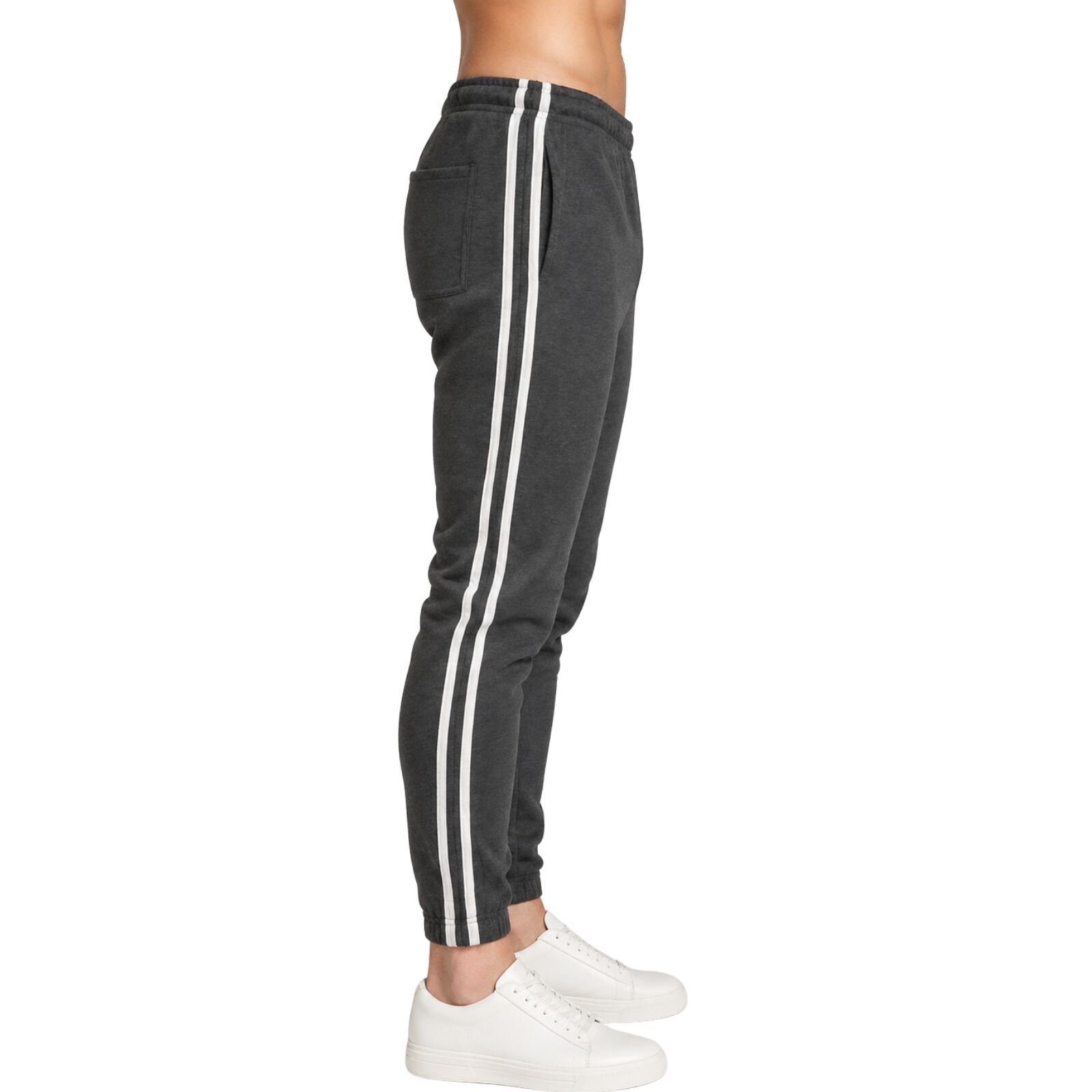 Mens Fleece Track Pants Skinny Joggers Slim Fit Sweatpants Gym - Charcoal Marle โ image 5