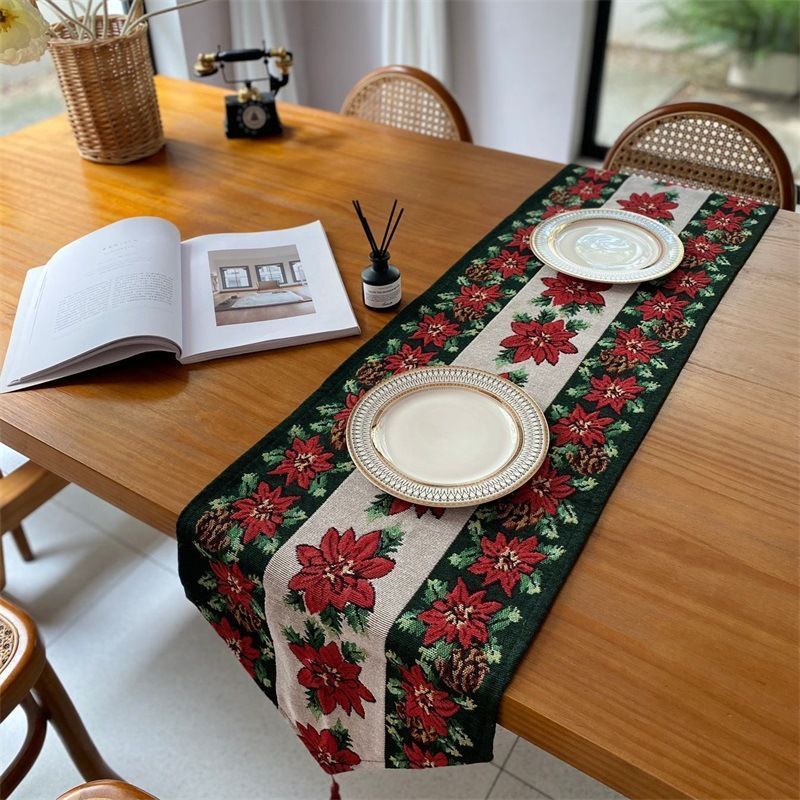 Xmas Themed Long Table Runner, Family Festival Table Linen, Indoor Cabinet Scarf, 33*240cm, Pattern 11 — image 4