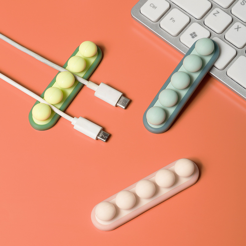 Self-Adhesive Pea Pod Cable Organiser, Flexible Silicone Cord Holder for USB Cables, Chargers and Earphones, Blue — image 2