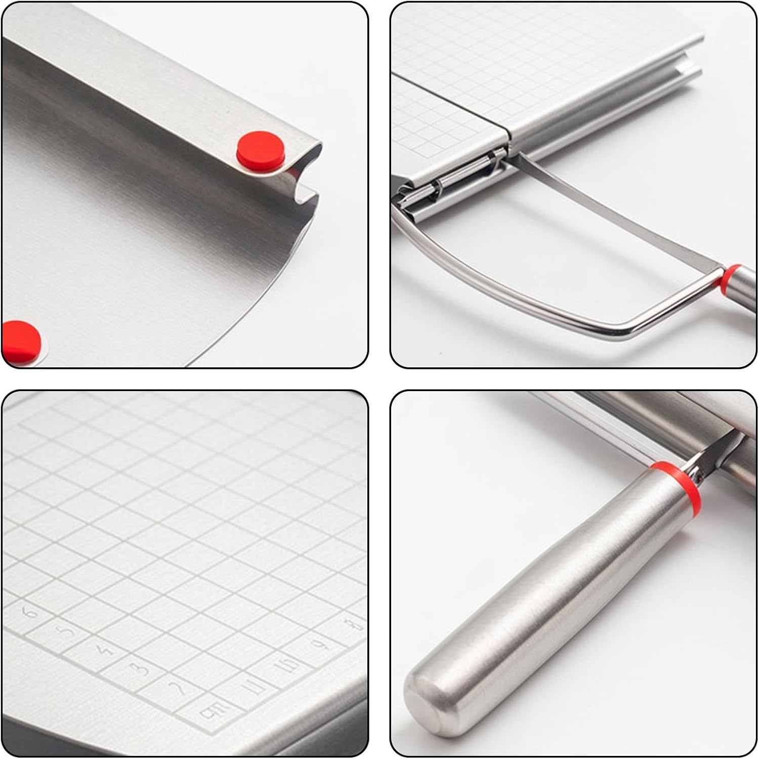 Cheese Cutter - Stainless Steel Blade with Measuring Scale - For Block Cheese and Sausage - Multifunctional Kitchen Aid — image 3