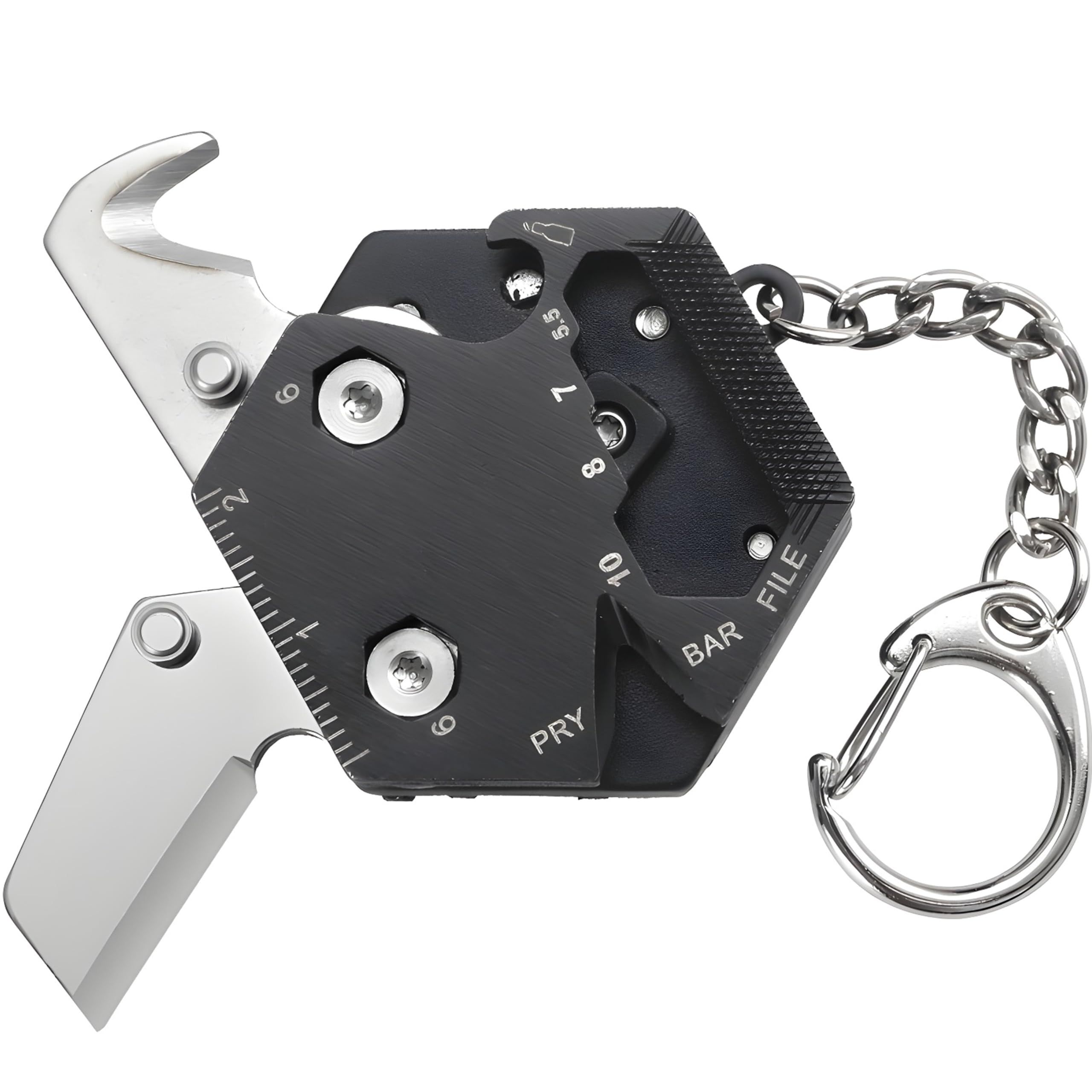 Multitool Card Key Chain – Hexagonal Kit with Micro Screw Driver Set, Bottle Opener, Tools, Multipurpose, Foldable Survival