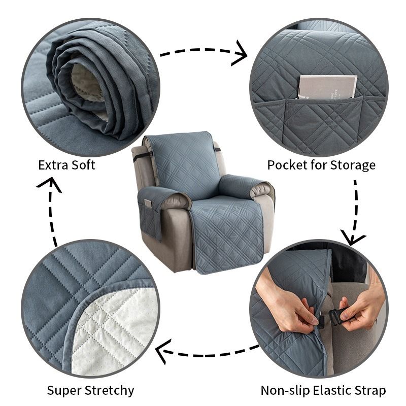 100% Waterproof Triple-Line Quilted Single Armchair Cushion, Non-Slip, Scratch-Resistant, Adjustable - White-L — image 6