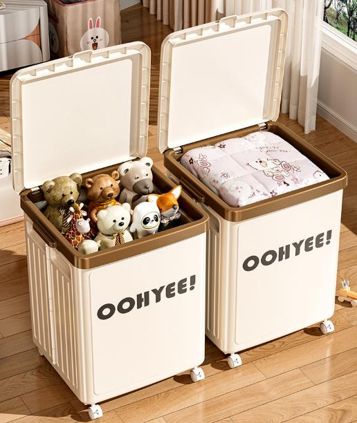 White Large Foldable Storage Box with Lid and Wheels - Heavy Duty Collapsible Toy Organizer Bin โ image 5