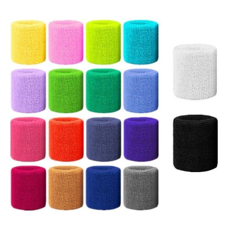 Sport Cotton Wristband Wrist Band Sweatband Sweat Training Tennis Gym Yoga - Yellow โ image 3