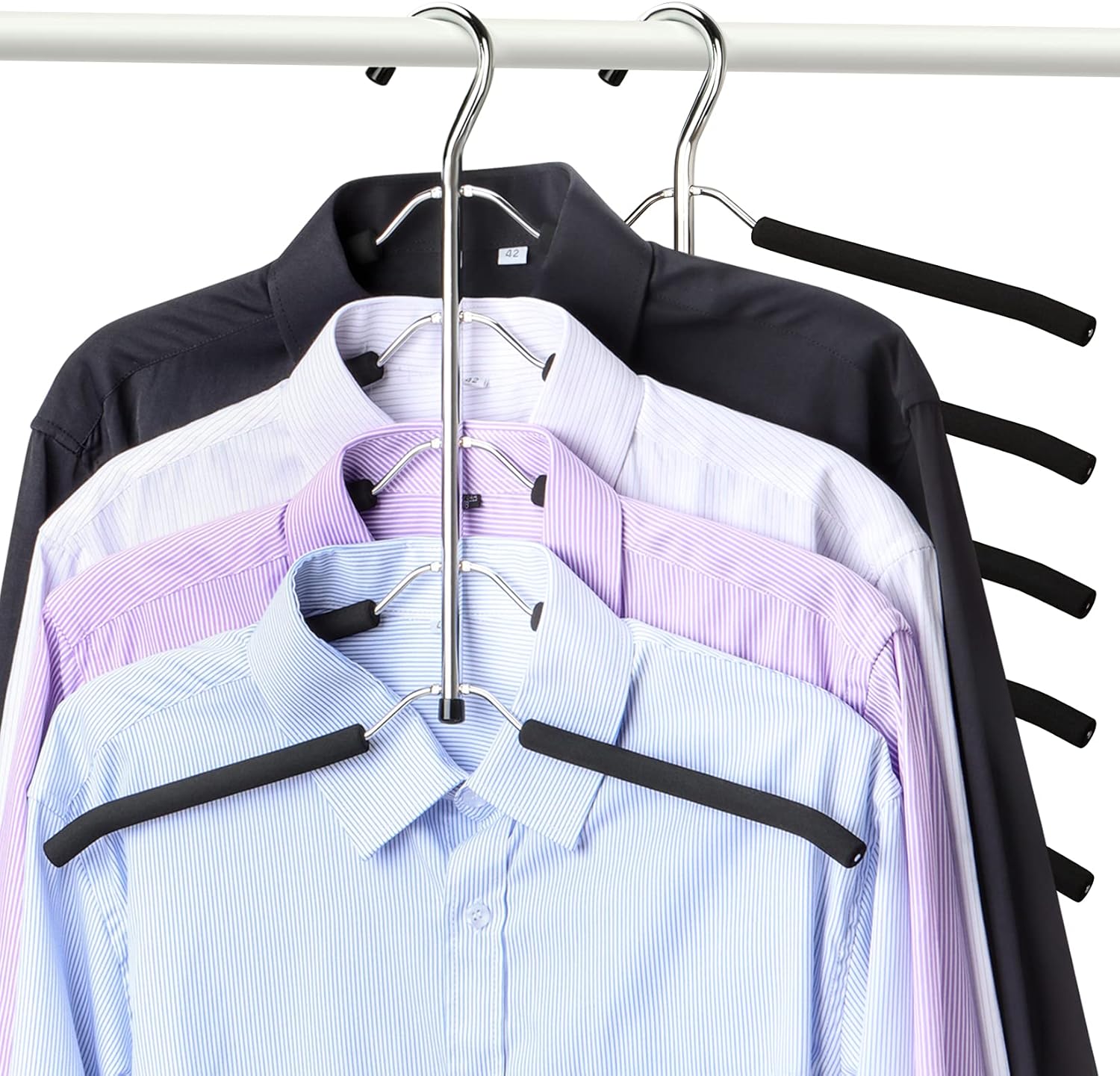 Hangers Space Saving Clothes Hanger 2 Packs Swing Arm Non Slip Padded Coat Hanger 5 Layers Heavy Duty Stainless Steel Sweater Shirt Hanger Closet Storage