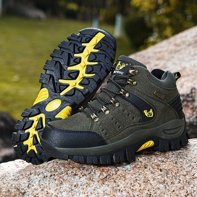 QIFENG Men Women Hiking Shoes High Top Breathable Dark green 41 โ image 2