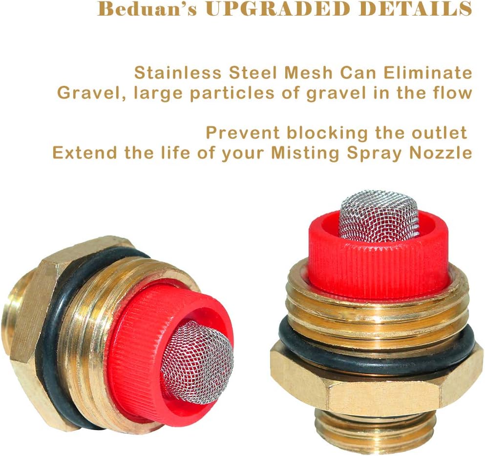 Sprinkler Mister Head 1/2" NPT Brass 4 Holes Garden Hose Sprinkles Irrigation Connect Fitting with Adapter and Filter Mesh — image 3