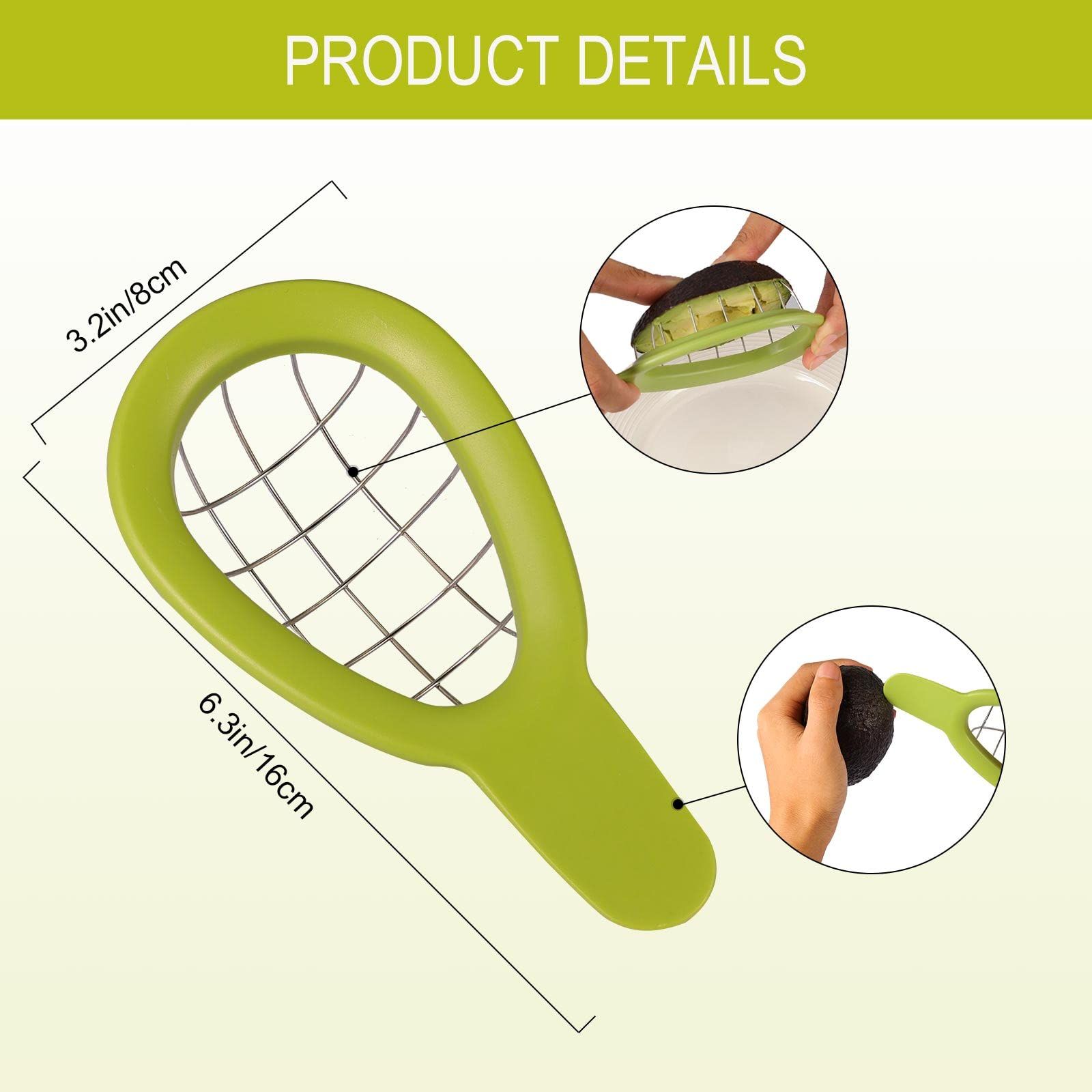 Avocado salad Stainless Steel Chunks scoop Slicer Cuber and Dicer Chopper knife Remove Pit Safety,pitter coop Slice and maker โ image 5