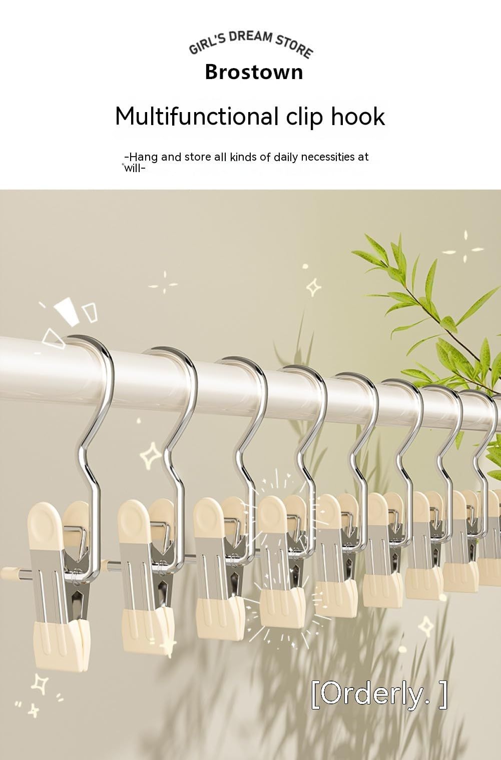 10 Pcs Space-Saving, Head Clamp Dipped Hanger for Closet Hooks Garment Clip Hat Pants Storage Hanging Travel Hook (White) — image 2