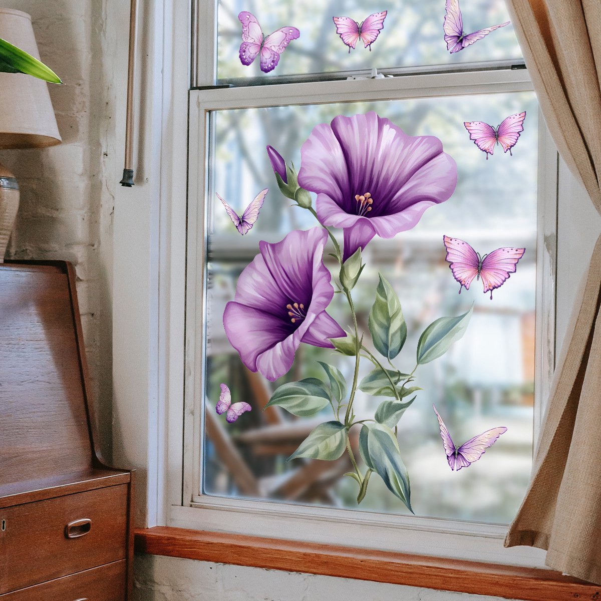 Static window sticker - Wall decoration - 30 × 30cm - flower plant - PVC - D — image 4