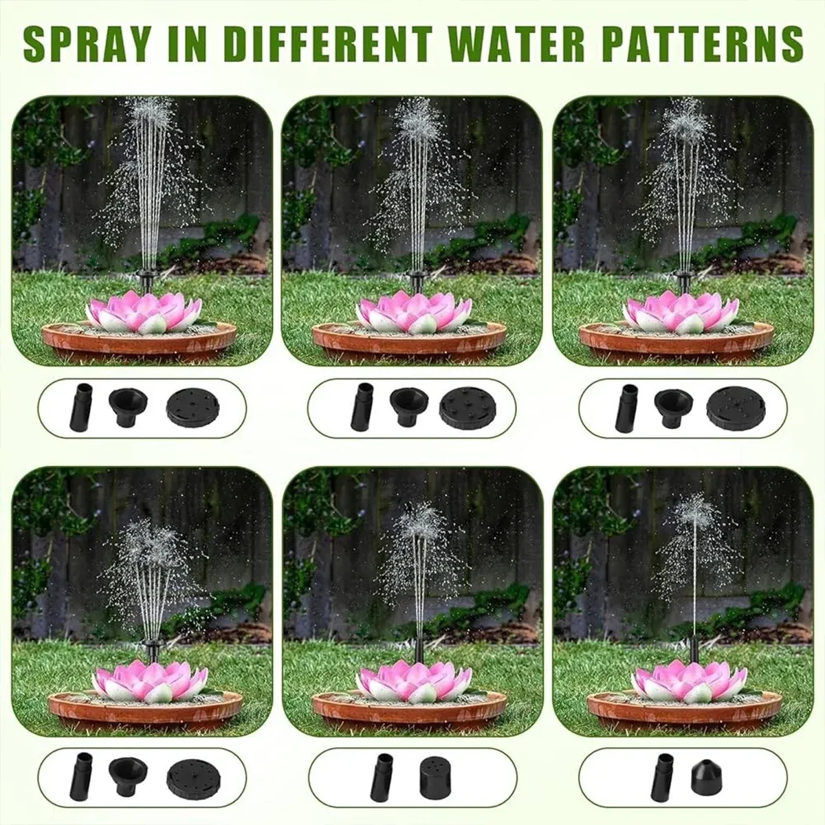 Water Fountain with Lotus Leaf Solar Bird Bath Fountain Pump Lotus Shaped Solar — image 5