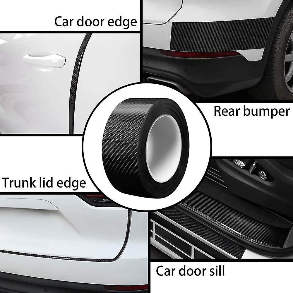 4 Rolls 5D Carbon Fibre Tape for Car Door Sill, Anti-Collision Waterproof Protector Sticker, Black, 5 cm x 3 m Each — image 4