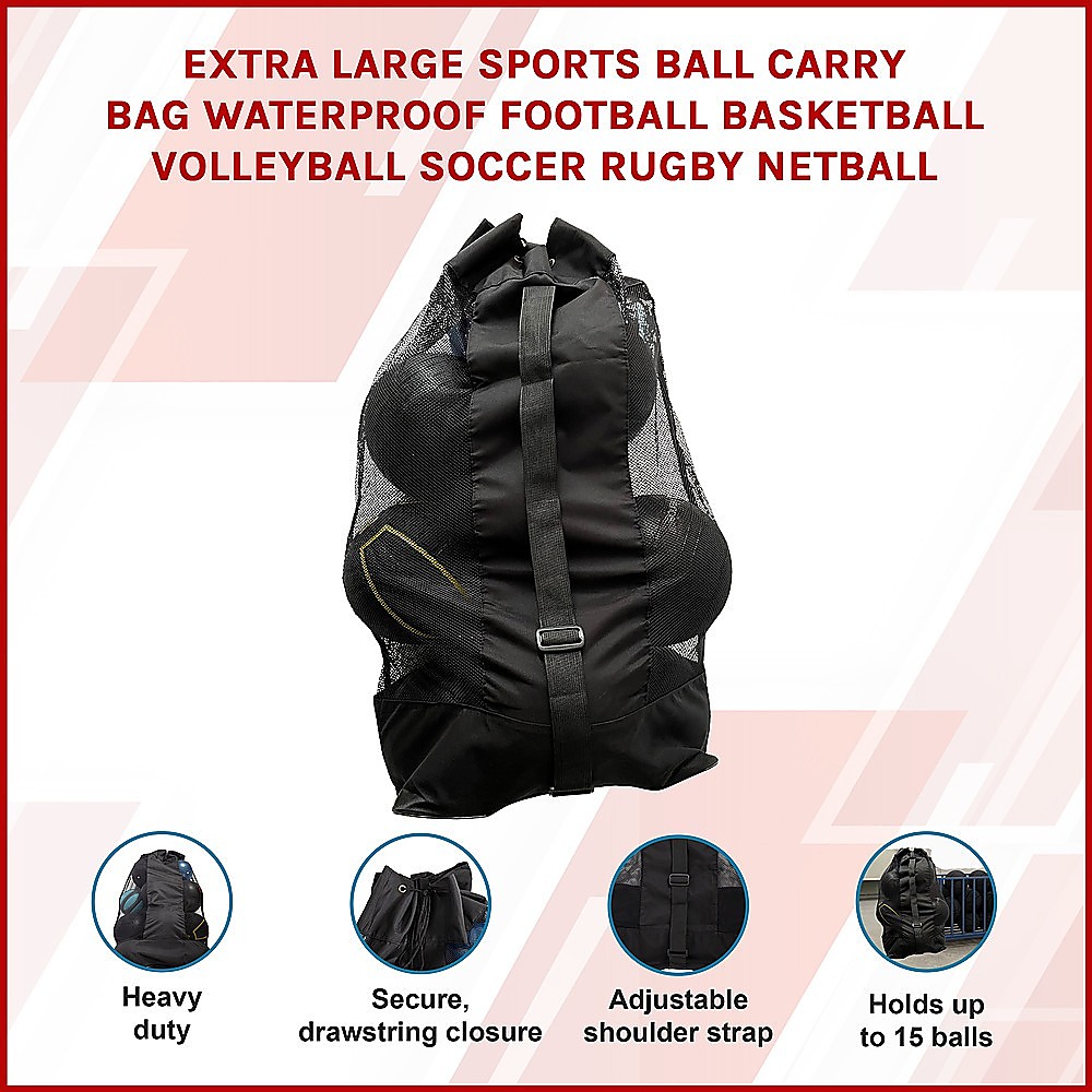 Extra Large Sports Ball Carry Bag Waterproof Football Basketball Volleyball Soccer Rugby NetBall — image 3