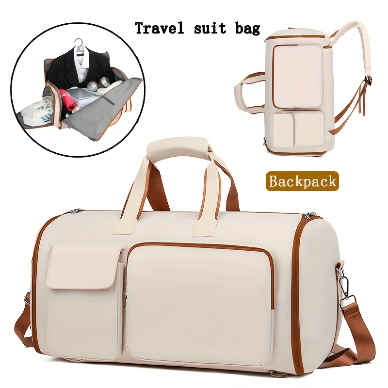 Convertible Travel Garment Bag Large Duffel Suit Carrier with Shoe Compartment & Hidden Backpack Straps Waterproof Blue — image 2