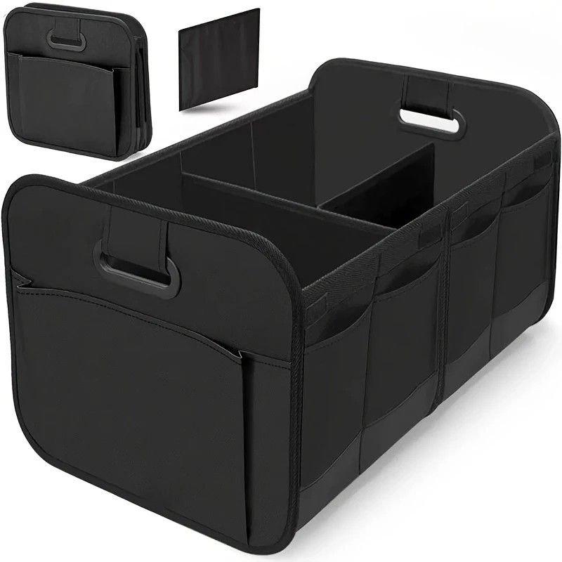 1 Car Trunk Organizer, Automotive Storage, Reinforced Handle, Foldable Multi-Compartment Car Organizer, 600D Oxford Fabric, Suitable for Any Car, SUV, Minivan