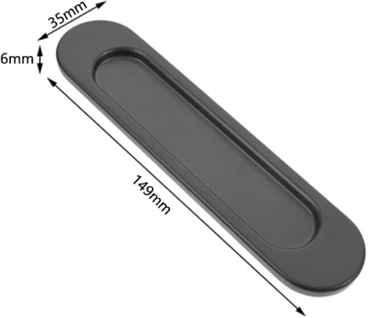 4 pieces - Sliding door handle - black - 149 × 35 × 6 mm - Furniture handle - Door fitting - Furniture knob - Self-adhesive - metal — image 4