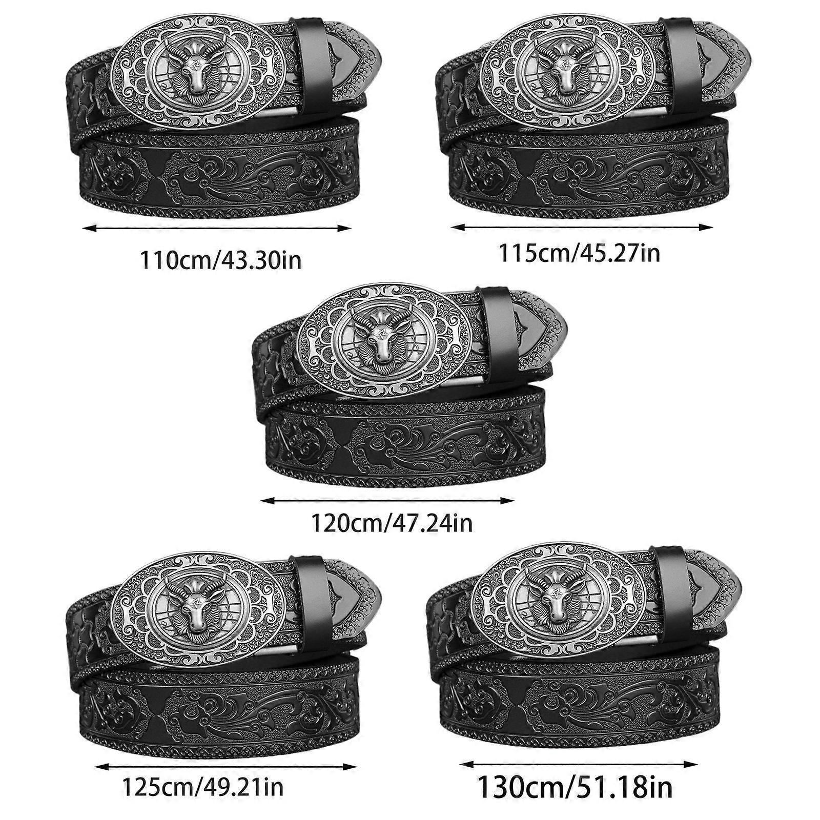 Men's 130cm Fashion Leather Belt with Automatic Buckle, Adjustable Fit โ image 3